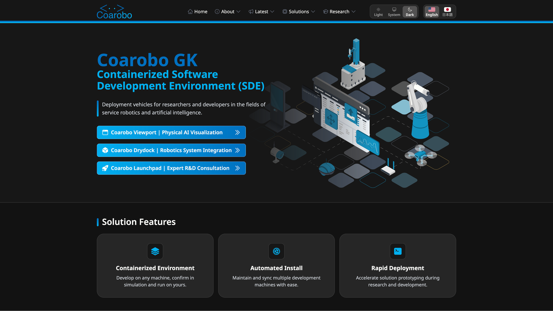 Coarobo Home Dark Mode